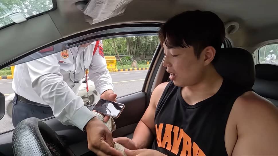 Video: Korean Man Driving In Delhi Fined Rs 3,000 Without Challan, Traffic Cop Suspended