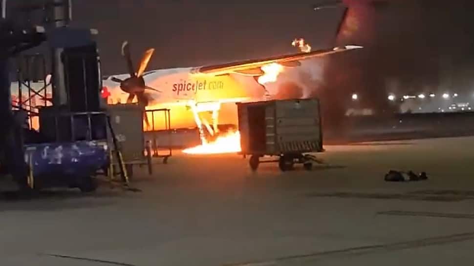 Video: SpiceJet Aircraft Catches Fire At Delhi Airport During Engine Maintenance Work